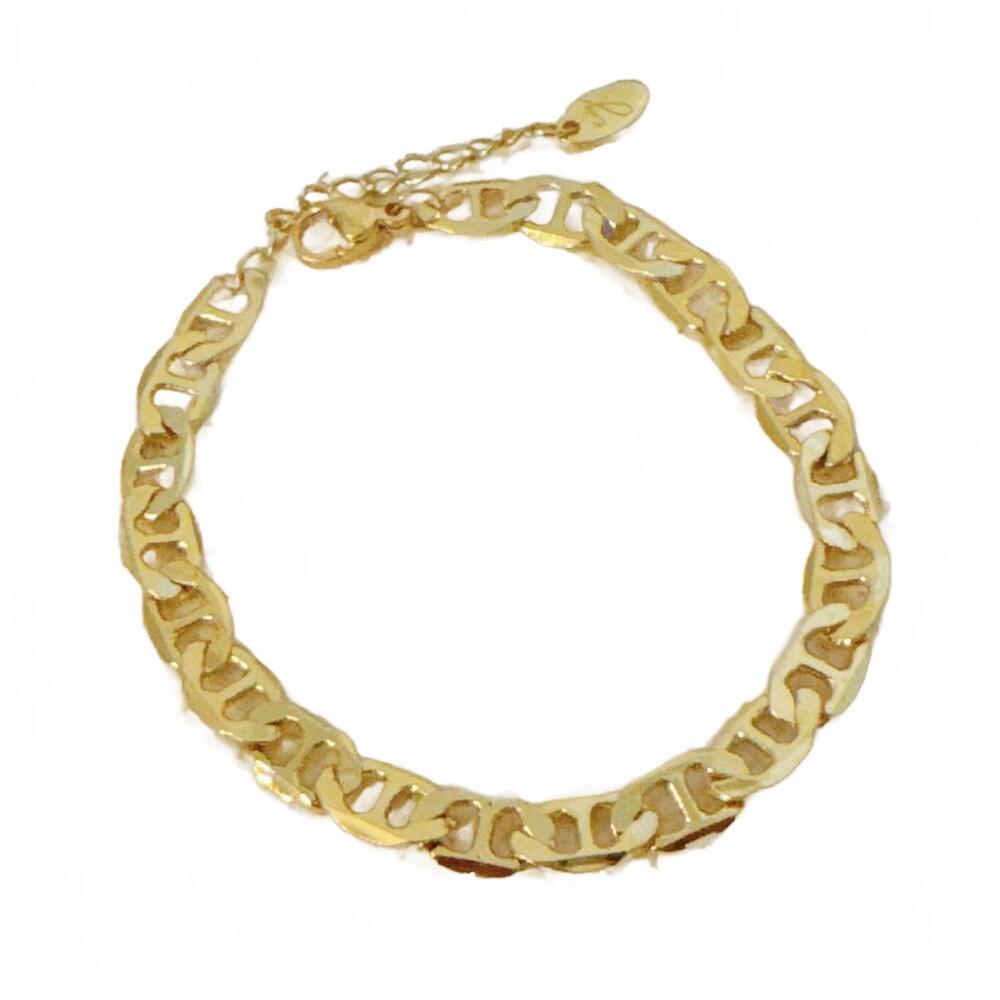 NEW ELLISON+YOUNG women's horse bit linked chain bracelet in gold